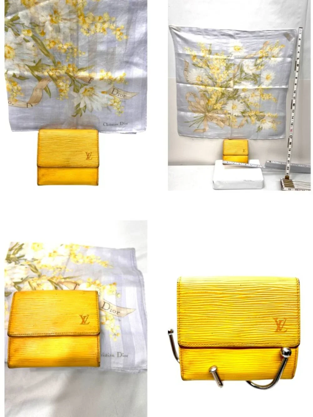LOUIS VUITTON Epi Sarah Triifold Long Wallet+FREE DiOR Neck-Kerchief M11914(15